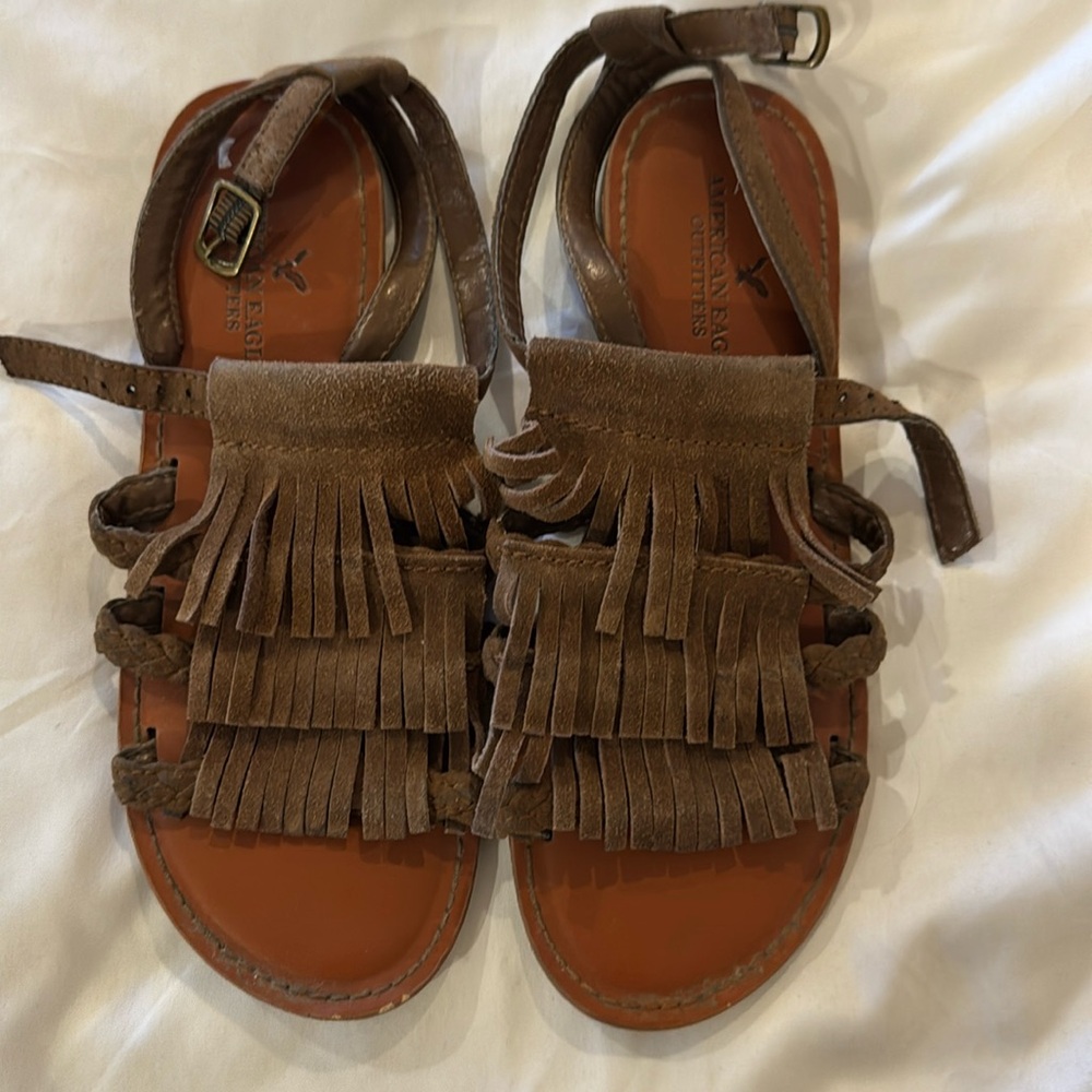 American Eagle Fringe Sandals 6